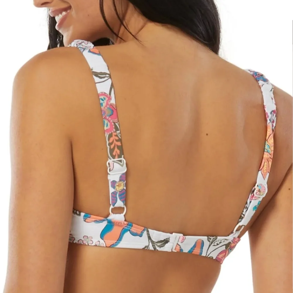 SunDazed 34B/34C Floral Shirred Bikini Top With Adjustable Straps NWOT - Picture 6 of 11